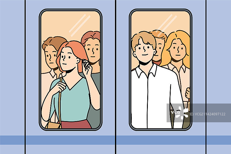 地铁列车门边的人们图片素材