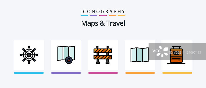 地图与旅行线性填充5图标包图片素材