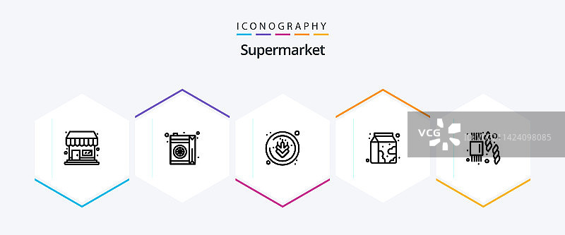 包含糖果的25个超市线性图标包图片素材