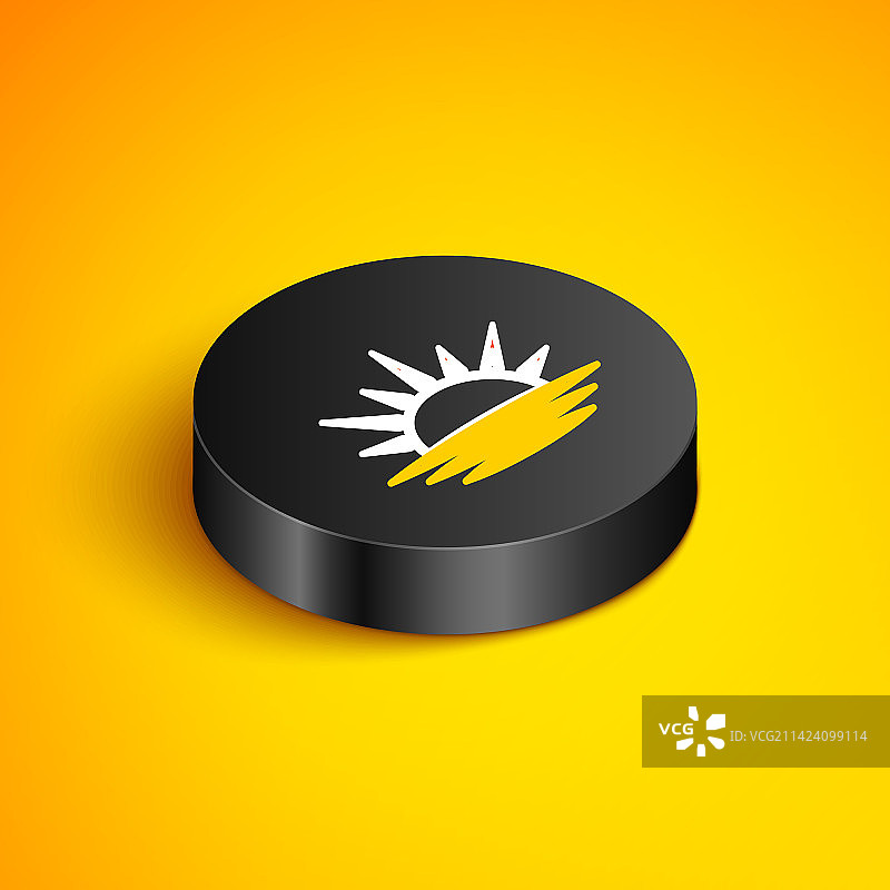 2.5D线条日落图标，黄色背景图片素材