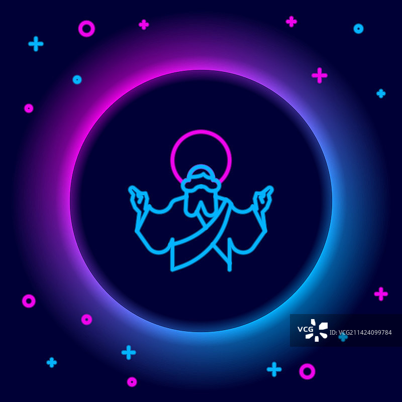 发光霓虹灯耶稣基督图标图片素材