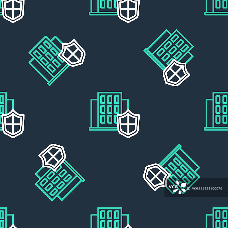 带盾牌房屋线条图标无缝图案图片素材