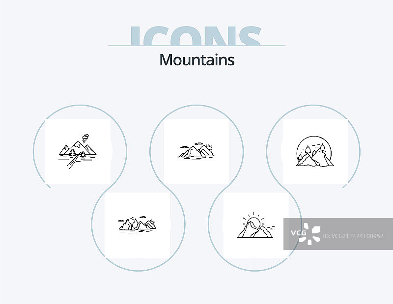 山脉线性图标合集 5 图标设计图片素材