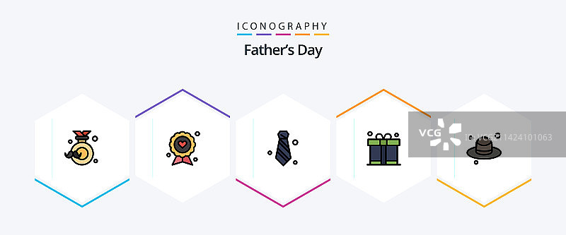 包含25个线性图标的父亲节图标包图片素材