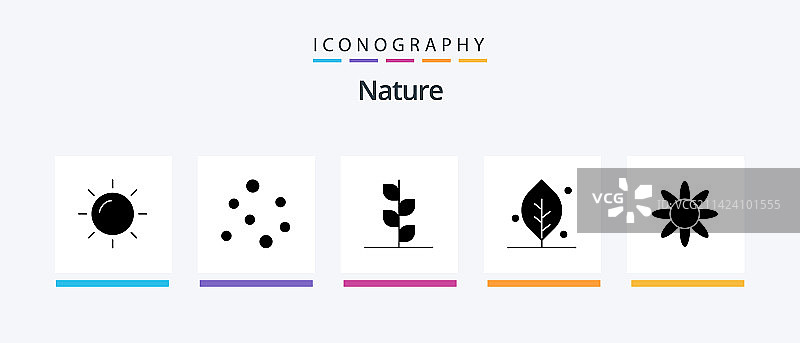 包含草本植物的自然符号5图标包图片素材