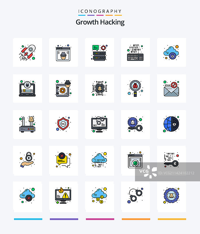 创意黑客25线条填充图标包图片素材