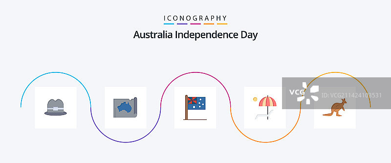 澳大利亚独立日扁平风格5个图标包图片素材