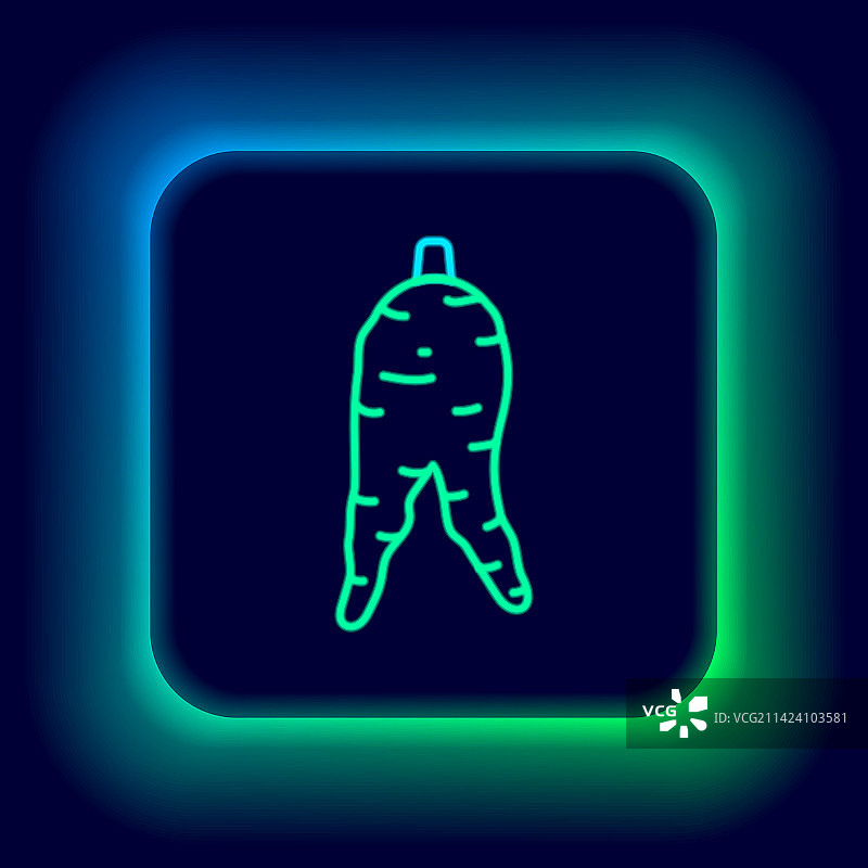 发光的霓虹灯线条人参根图标图片素材