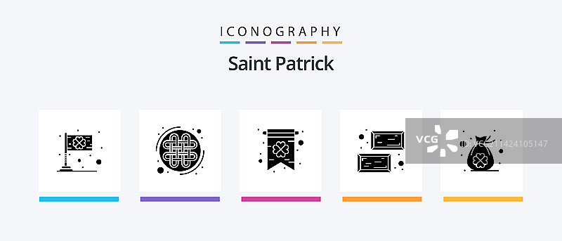 圣帕特里克字形5图标包，包括一袋图片素材