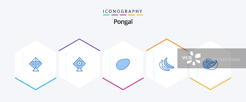 丰收节25个蓝色图标包，含香蕉食物图片素材