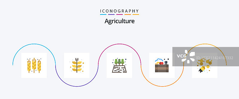 农业扁平5图标包，包括养蜂场图片素材