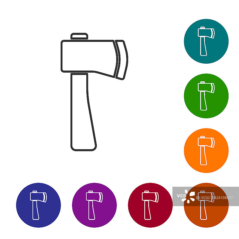 白色背景上的黑色木制斧头图标图片素材