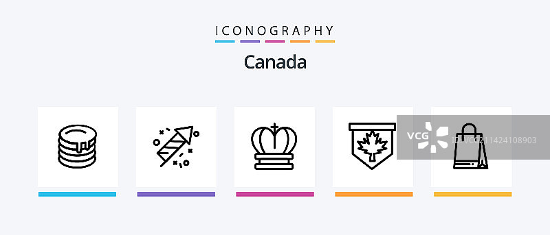 加拿大线条5图标包，含加拿大枫叶图片素材