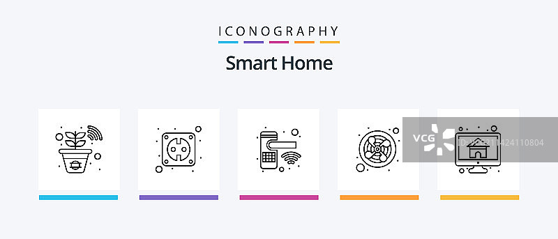 智能家居安防系列线性图标图片素材