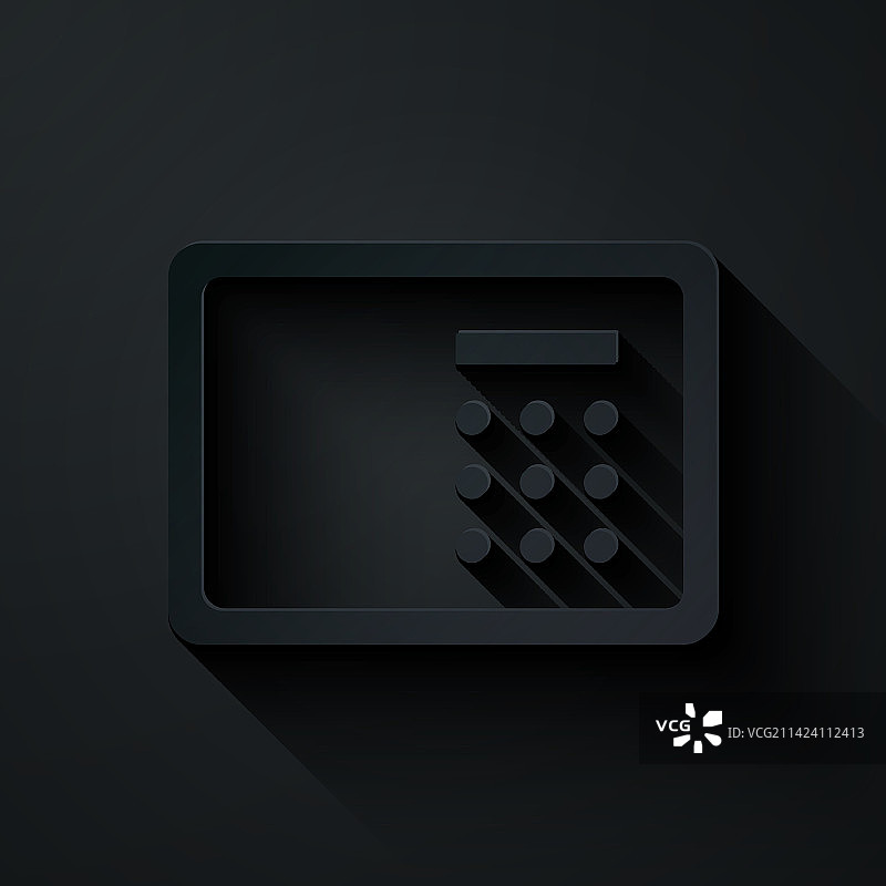 黑色背景上的剪纸保险箱图标图片素材