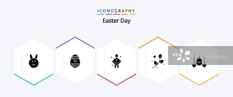 复活节字形图标包（含爱心、节日元素）图片素材