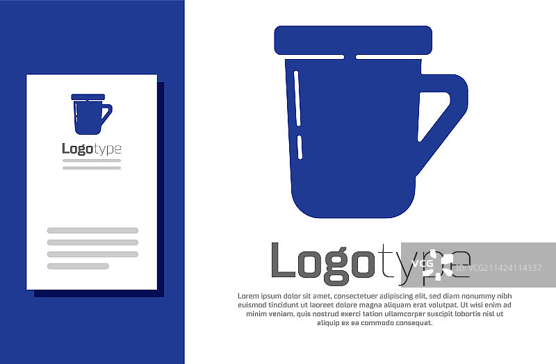 白色背景上的蓝色咖啡杯图标图片素材