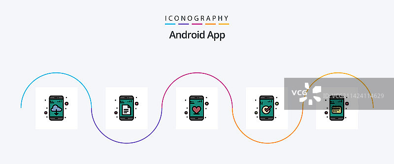 安卓应用程序线性填充扁平图标包图片素材