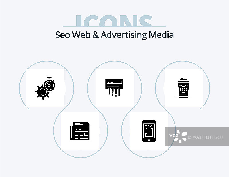SEO网络和广告媒体字形图标包5图片素材