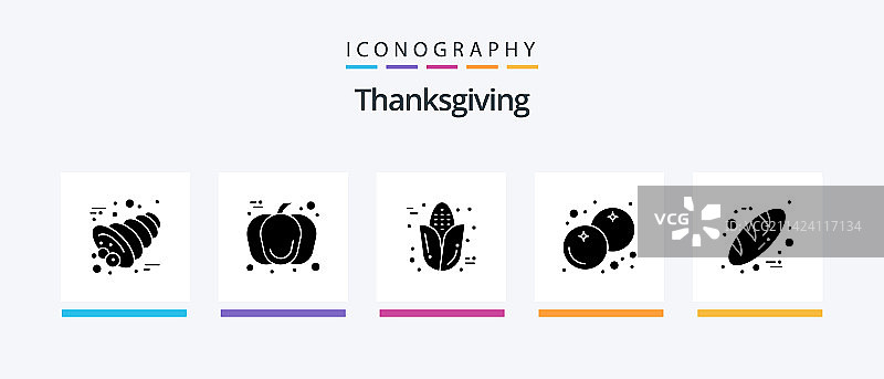 包含面包的感恩节字形5图标包图片素材