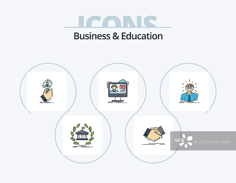 商业和教育线性填充图标包5图片素材