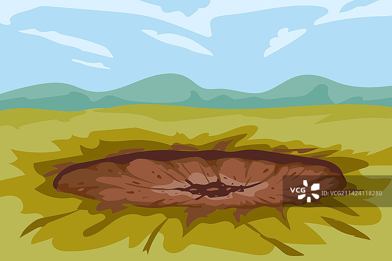 地面爆炸后的陨石坑痕迹图片素材