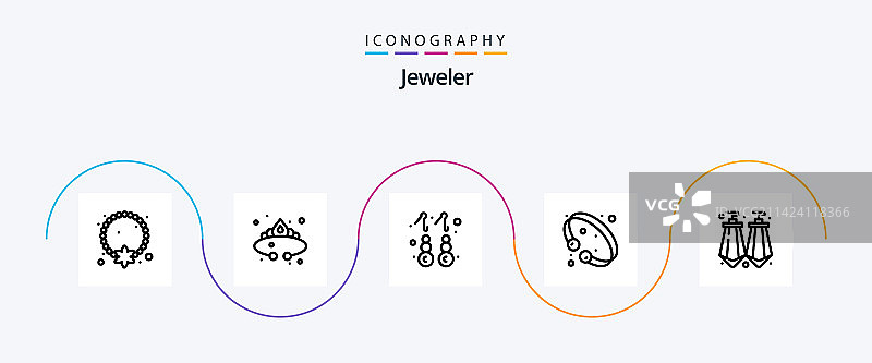 珠宝首饰线条图标套装图片素材