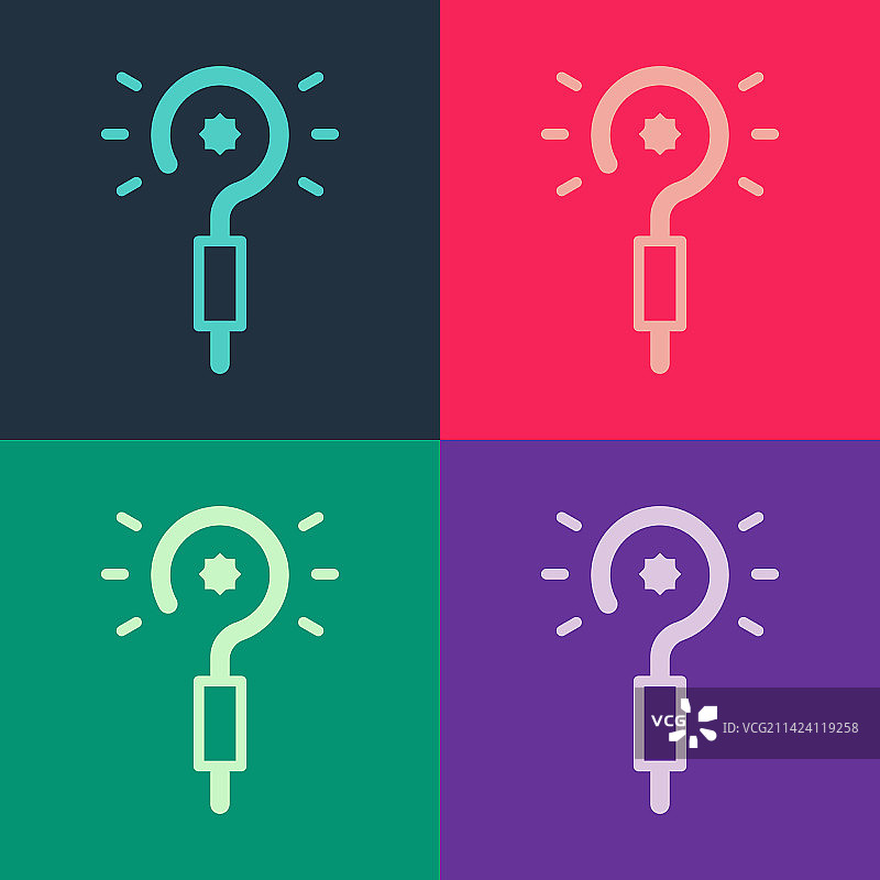 彩色波普风魔杖图标图片素材