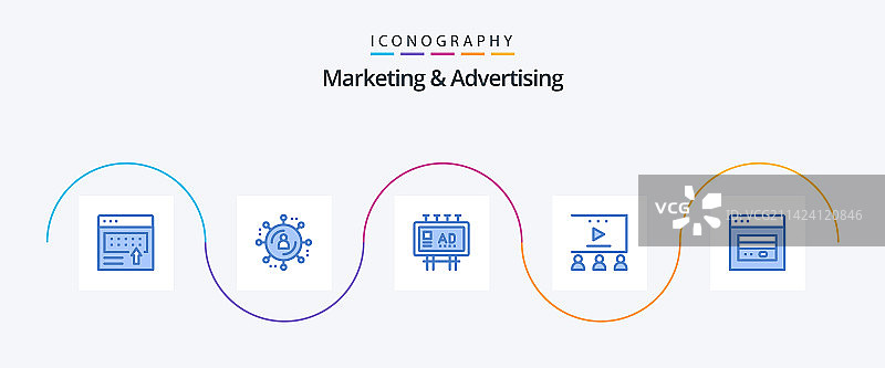 营销和广告蓝色5图标包图片素材