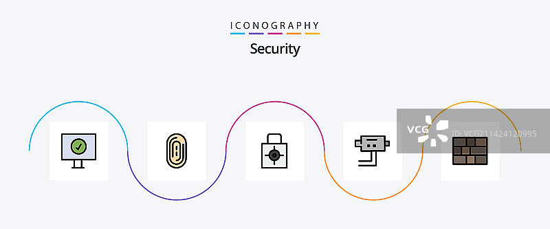 包含安全线的5个图标包图片素材