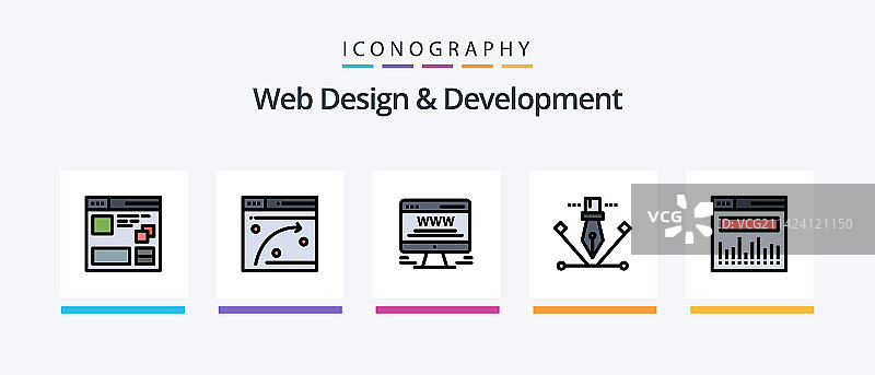 网页设计与开发线性填充图标图片素材