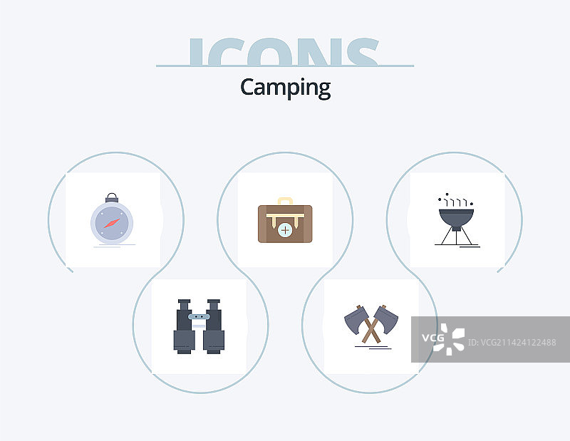 露营扁平图标包设计图片素材