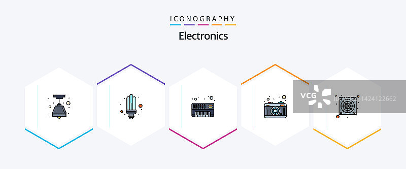 25个电子产品线性图标合集图片素材