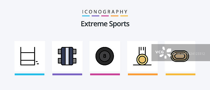 包含线条健身房的运动线条填充5图标包图片素材
