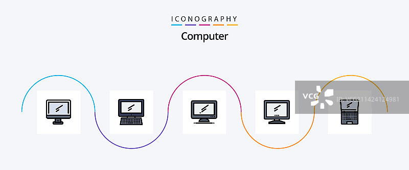 包含的电脑线性填充扁平5图标包图片素材