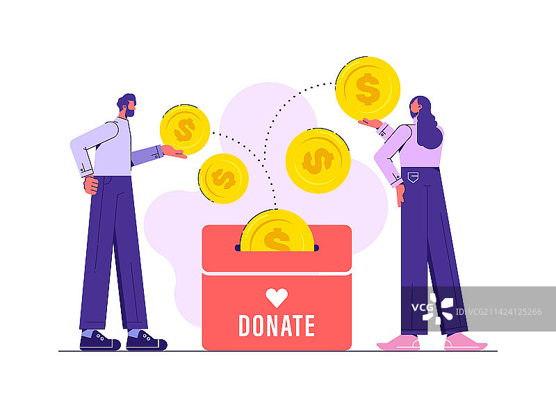 捐赠和资助扁平概念图片素材