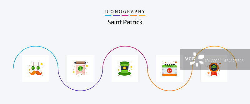 圣帕特里克节扁平风叶子图标包图片素材