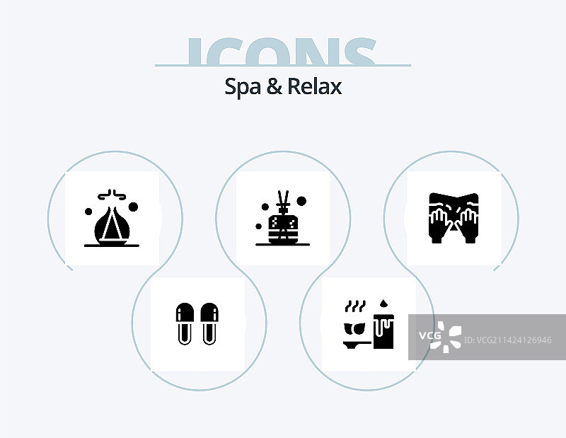 SPA和放松表情符号图标包5个图标设计图片素材