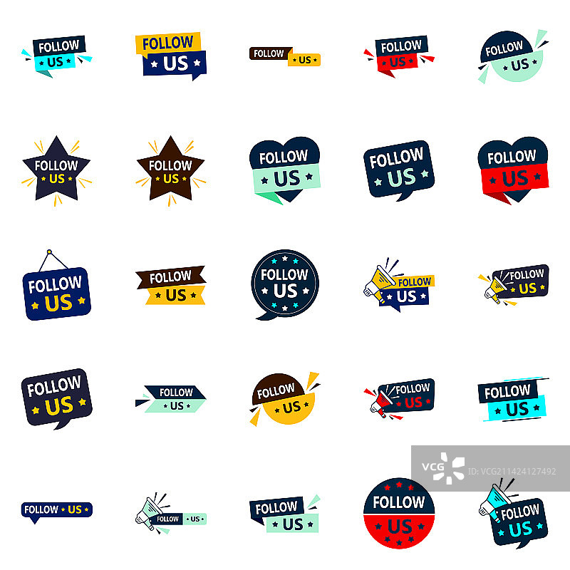 25个可定制的关注我们图形元素图片素材