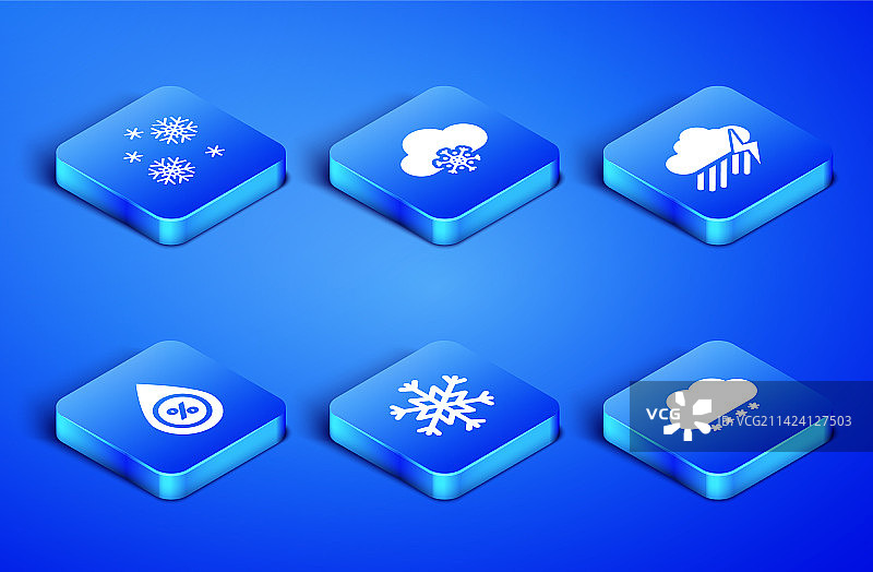 包含雪花水滴的云朵合集图片素材