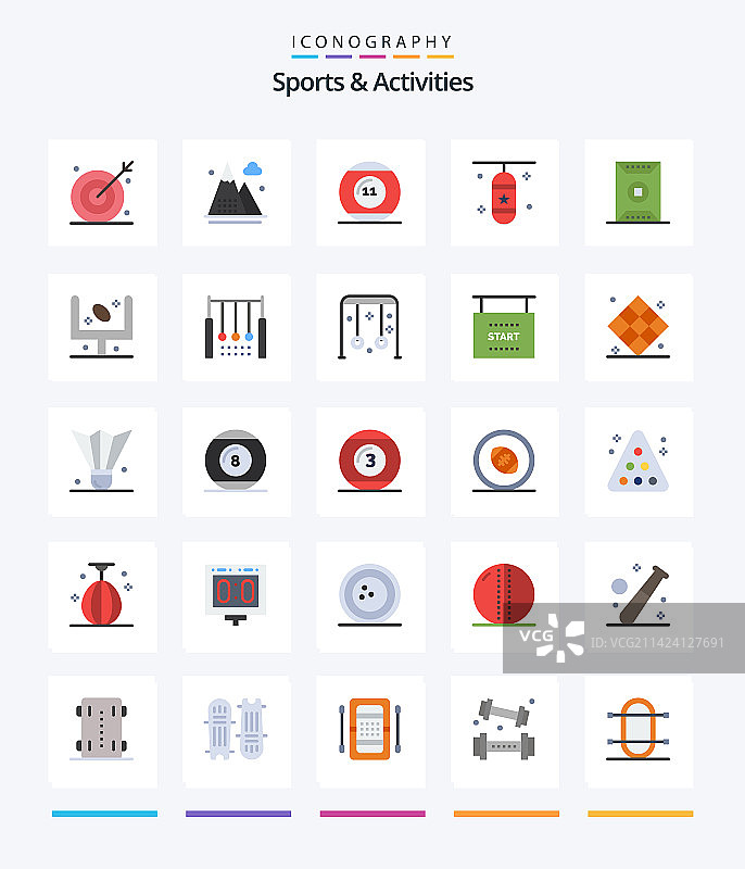 25个扁平风格创意运动图标包图片素材