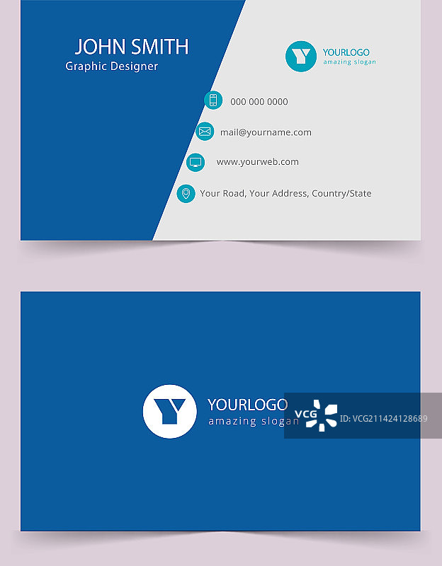 简约蓝色名片模板图片素材