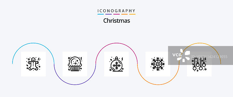 圣诞节线性5图标包，包含灯具图片素材