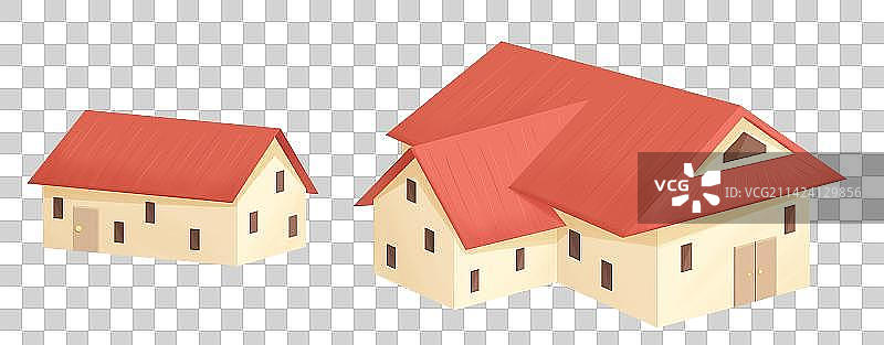 卡通红顶平房图片素材