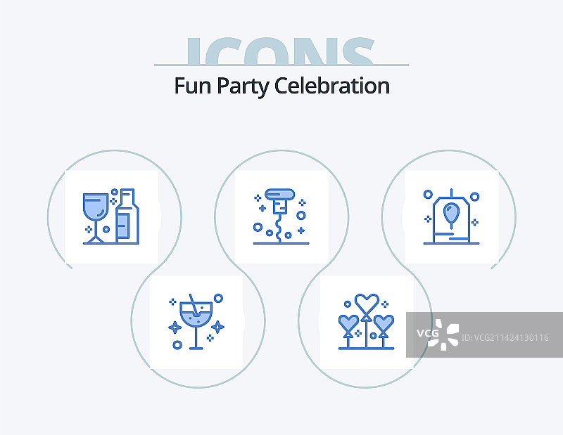 蓝色派对图标包5个图标设计庆典图片素材