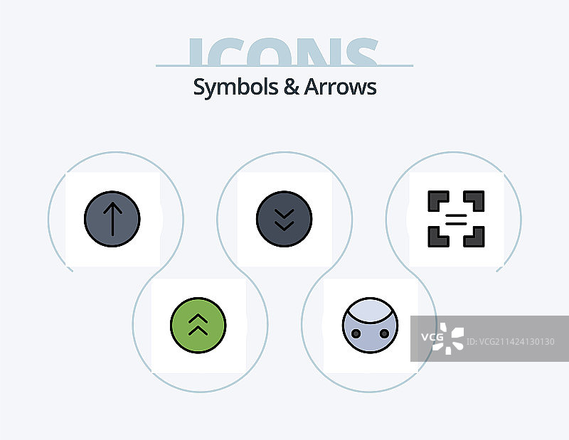 符号和箭头线性填充图标包 5 个图标图片素材