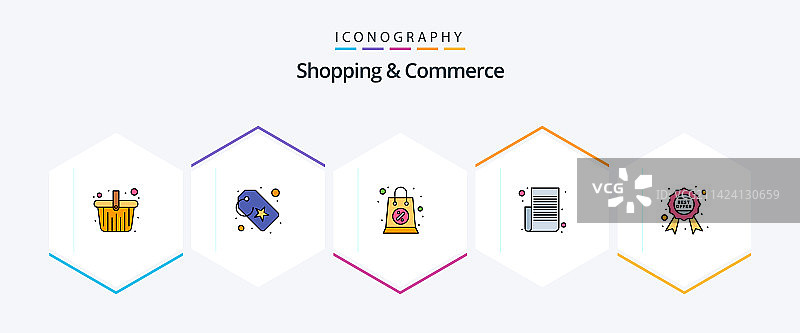 购物与商业：25个线性图标包图片素材