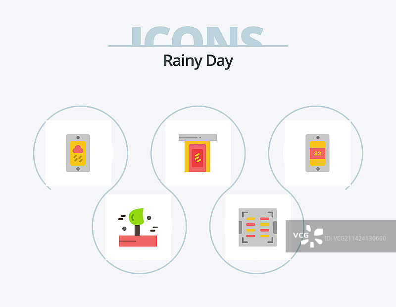 阴雨扁平图标包 5个图标设计 阳光家居图片素材