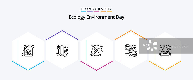生态25线条图标包，包括树叶能源图片素材