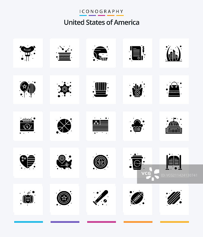 创意美国25字形黑色图标包图片素材